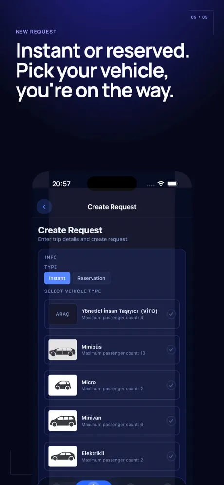 Viptigo new request screen